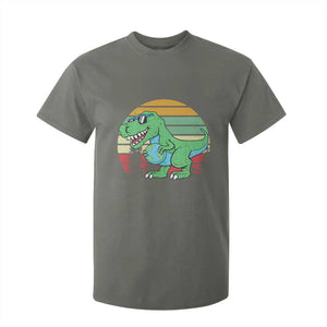 Funny Earth Day Dinosaur Lover T Shirt For Kid Save The Planet TS12 Military Green Print Your Wear
