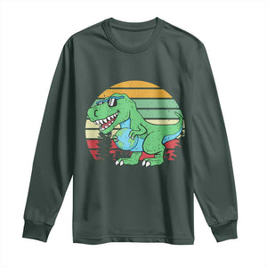 Funny Earth Day Dinosaur Lover Long Sleeve Shirt Save The Planet TS12 Dark Forest Green Print Your Wear