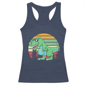 Funny Earth Day Dinosaur Lover Racerback Tank Top Save The Planet TS12 Navy Print Your Wear