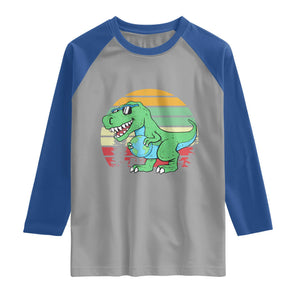 Funny Earth Day Dinosaur Lover Raglan Shirt Save The Planet TS12 Sport Gray Royal Print Your Wear