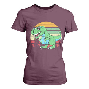Funny Earth Day Dinosaur Lover T Shirt For Women Save The Planet TS12 Maroon Print Your Wear