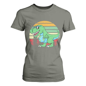Funny Earth Day Dinosaur Lover T Shirt For Women Save The Planet TS12 Military Green Print Your Wear
