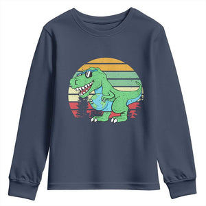 Funny Earth Day Dinosaur Lover Youth Sweatshirt Save The Planet TS12 Navy Print Your Wear