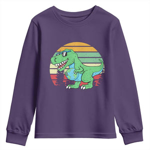 Funny Earth Day Dinosaur Lover Youth Sweatshirt Save The Planet TS12 Purple Print Your Wear