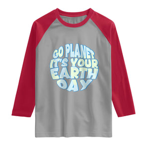 Go Planet It Is Your Earth Day Raglan Shirt Environmental Activism TS12 Sport Gray Red Print Your Wear