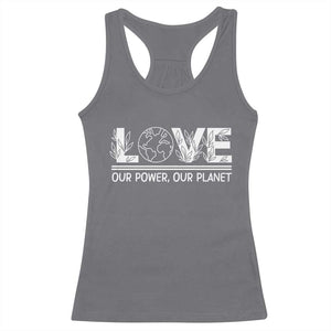 Our Power Our Planet Racerback Tank Top Earth Day Eco Friendly TS12 Charcoal Print Your Wear