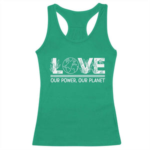 Our Power Our Planet Racerback Tank Top Earth Day Eco Friendly TS12 Irish Green Print Your Wear