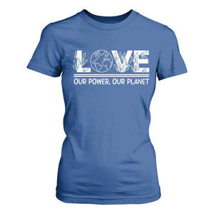 Our Power Our Planet T Shirt For Women Earth Day Eco Friendly TS12 Royal Blue Print Your Wear