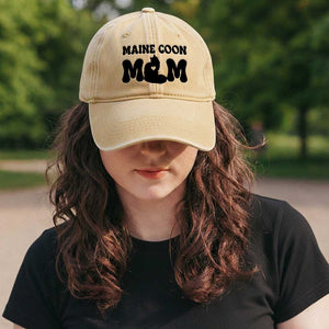 Maine Coon Mom Washed Cotton Baseball Cap Cat Lover Gift For Her TS12 Print Your Wear