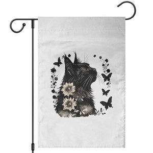 Black Maine Coon Cat Garden Flag Floral Sunflower Watercolor Gift TS12 White Print Your Wear