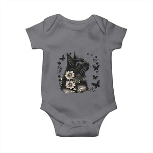 Black Maine Coon Cat Baby Onesie Floral Sunflower Watercolor Gift TS12 Charcoal Print Your Wear