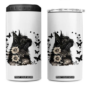 Black Maine Coon Cat 4 in 1 Can Cooler Tumbler Floral Sunflower Watercolor Gift TS12 One Size: 16 oz White Print Your Wear
