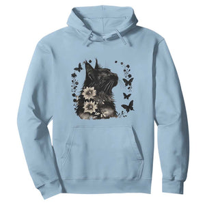 Black Maine Coon Cat Hoodie Floral Sunflower Watercolor Gift TS12 Light Blue Print Your Wear