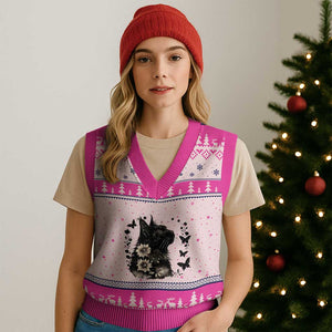 Black Maine Coon Cat V-Neck Knit Sweater Vest Floral Sunflower Watercolor Gift TS12 Hot Pink Print Your Wear