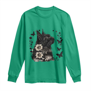 Black Maine Coon Cat Long Sleeve Shirt Floral Sunflower Watercolor Gift TS12 Irish Green Print Your Wear