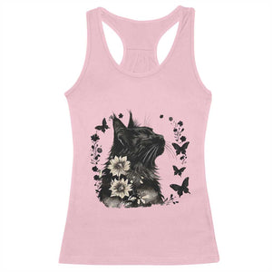 Black Maine Coon Cat Racerback Tank Top Floral Sunflower Watercolor Gift TS12 Light Pink Print Your Wear
