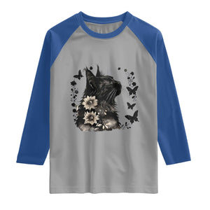 Black Maine Coon Cat Raglan Shirt Floral Sunflower Watercolor Gift TS12 Sport Gray Royal Print Your Wear