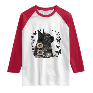 Black Maine Coon Cat Raglan Shirt Floral Sunflower Watercolor Gift TS12 White Red Print Your Wear
