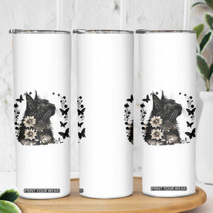 Black Maine Coon Cat Skinny Tumbler Floral Sunflower Watercolor Gift TS12 Print Your Wear