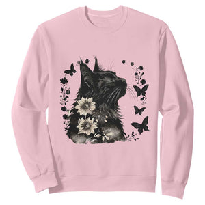 Black Maine Coon Cat Sweatshirt Floral Sunflower Watercolor Gift TS12 Light Pink Print Your Wear