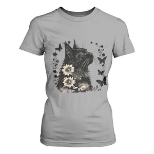 Black Maine Coon Cat T Shirt For Women Floral Sunflower Watercolor Gift TS12 Sport Gray Print Your Wear