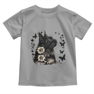 Black Maine Coon Cat Toddler T Shirt Floral Sunflower Watercolor Gift TS12 Sport Gray Print Your Wear