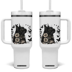 Black Maine Coon Cat Tumbler With Handle Floral Sunflower Watercolor Gift TS12 One Size: 40 oz White Print Your Wear