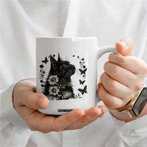 Black Maine Coon Cat Coffee Mug Floral Sunflower Watercolor Gift TS12 Print Your Wear