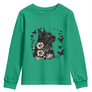 Black Maine Coon Cat Youth Sweatshirt Floral Sunflower Watercolor Gift TS12 Irish Green Print Your Wear