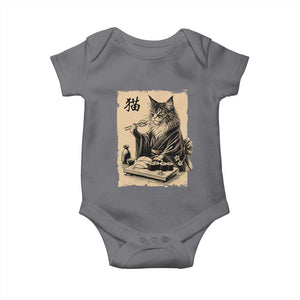 Vintage Japanese Cat Eating Sushi Baby Onesie Funny Maine Coon Kimono Gift TS12 Charcoal Print Your Wear