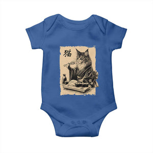 Vintage Japanese Cat Eating Sushi Baby Onesie Funny Maine Coon Kimono Gift TS12 Royal Blue Print Your Wear