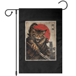 Japanese Maine Coon Samurai Warrior Garden Flag Vintage Ukiyoe Cat TS12 Black Print Your Wear