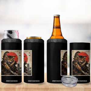 Japanese Maine Coon Samurai Warrior 4 in 1 Can Cooler Tumbler Vintage Ukiyoe Cat TS12 Print Your Wear