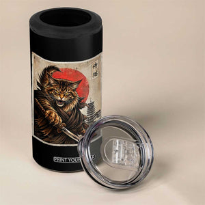 Japanese Maine Coon Samurai Warrior 4 in 1 Can Cooler Tumbler Vintage Ukiyoe Cat TS12 Print Your Wear