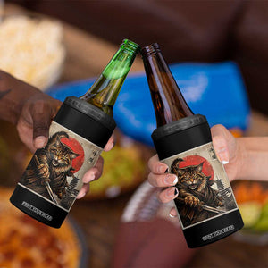 Japanese Maine Coon Samurai Warrior 4 in 1 Can Cooler Tumbler Vintage Ukiyoe Cat TS12 Print Your Wear