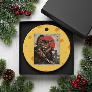 Japanese Maine Coon Samurai Warrior Ceramic Ornament Vintage Ukiyoe Cat TS12 1pc Yellow Cheese Print Your Wear