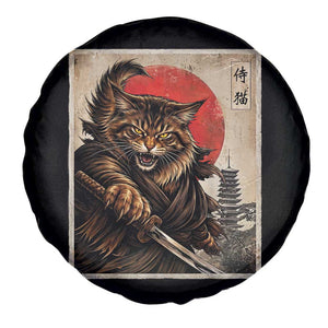 Japanese Maine Coon Samurai Warrior Spare Tire Cover Vintage Ukiyoe Cat TS12 Print Your Wear