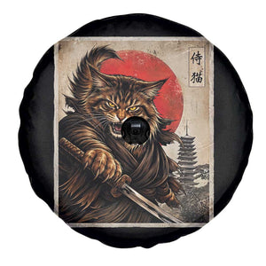 Japanese Maine Coon Samurai Warrior Spare Tire Cover Vintage Ukiyoe Cat TS12 Print Your Wear