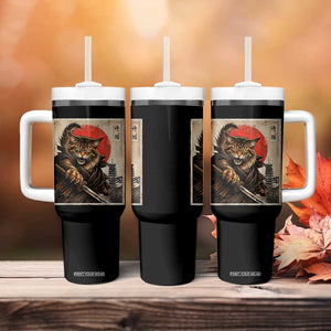 Japanese Maine Coon Samurai Warrior Tumbler With Handle Vintage Ukiyoe Cat TS12 Print Your Wear