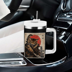 Japanese Maine Coon Samurai Warrior Tumbler With Handle Vintage Ukiyoe Cat TS12 Print Your Wear