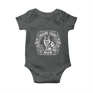 Vintage Floral Maine Coon Baby Onesie Mothers Day Cat Mom Gift TS12 Dark Heather Print Your Wear