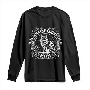 Vintage Floral Maine Coon Long Sleeve Shirt Mothers Day Cat Mom Gift TS12 Black Print Your Wear