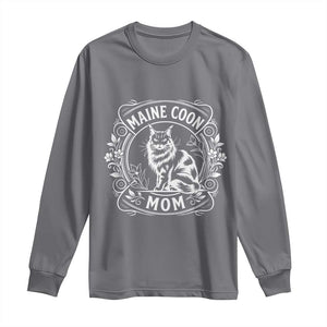 Vintage Floral Maine Coon Long Sleeve Shirt Mothers Day Cat Mom Gift TS12 Charcoal Print Your Wear