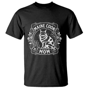 Vintage Floral Maine Coon T Shirt Mothers Day Cat Mom Gift TS12 Black Print Your Wear