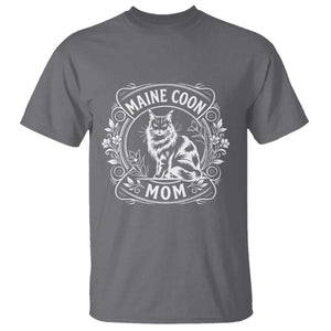 Vintage Floral Maine Coon T Shirt Mothers Day Cat Mom Gift TS12 Charcoal Print Your Wear