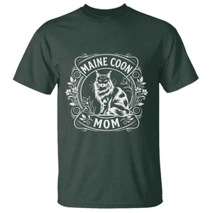 Vintage Floral Maine Coon T Shirt Mothers Day Cat Mom Gift TS12 Dark Forest Green Print Your Wear