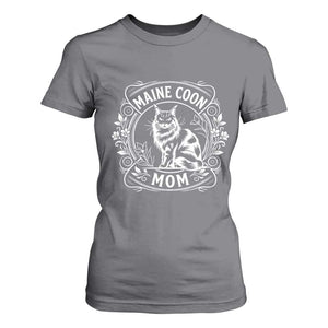 Vintage Floral Maine Coon T Shirt For Women Mothers Day Cat Mom Gift TS12 Charcoal Print Your Wear
