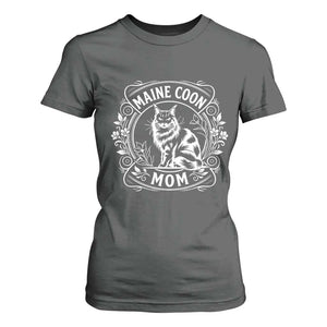 Vintage Floral Maine Coon T Shirt For Women Mothers Day Cat Mom Gift TS12 Dark Heather Print Your Wear