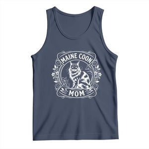 Vintage Floral Maine Coon Tank Top Mothers Day Cat Mom Gift TS12 Navy Print Your Wear