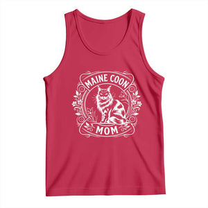 Vintage Floral Maine Coon Tank Top Mothers Day Cat Mom Gift TS12 Red Print Your Wear